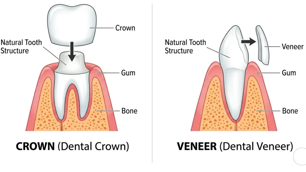 Tooth Crowns vs. Veneers