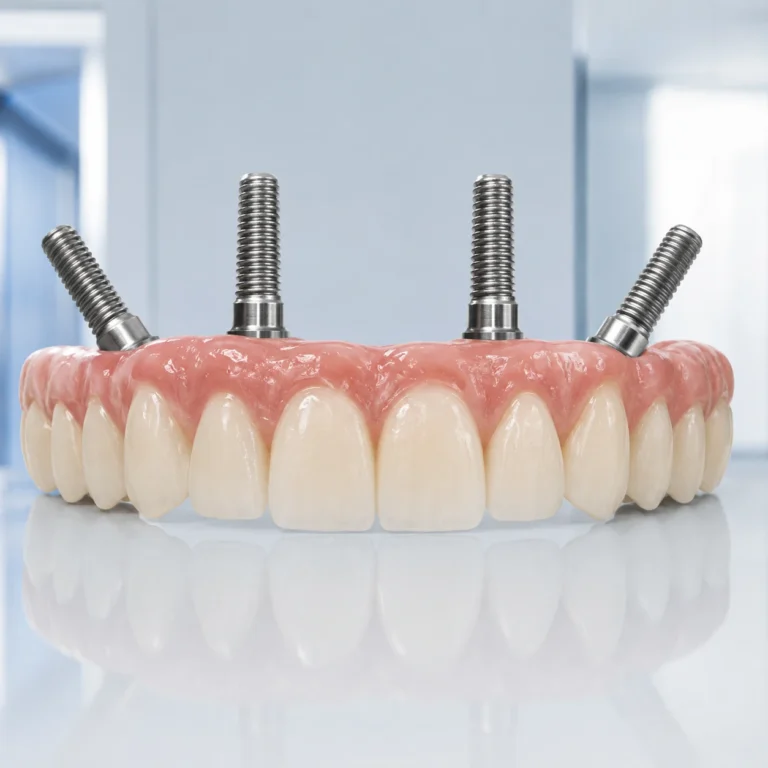 All-on-4 dental implants Dubai: Dr. Nidhal Sultan DHA licensed implantologist performing full-arch restoration at Saudi