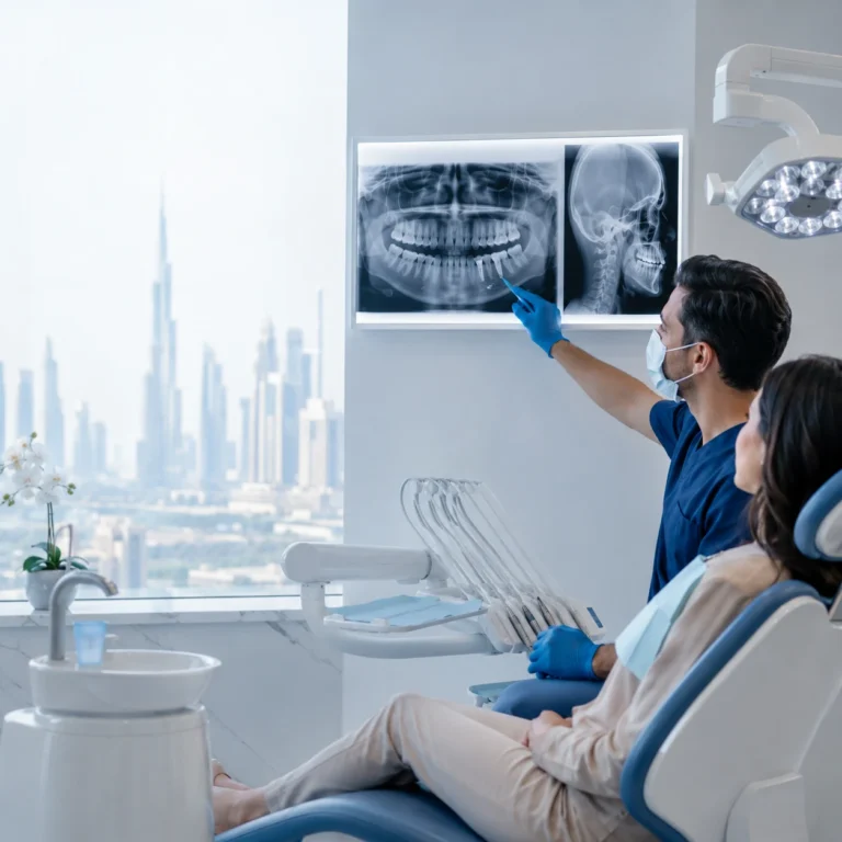 Same day dental implants Dubai: Dr. Nidhal Sultan DHA licensed implantologist performing immediate loading implant at Saudi